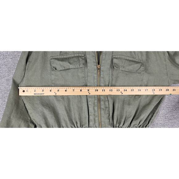ELLEN TRACY WOMEN'S MILITARY GREEN 100% LINEN UTILITY JACKET SIZE SMALL - Picture 8 of 12
